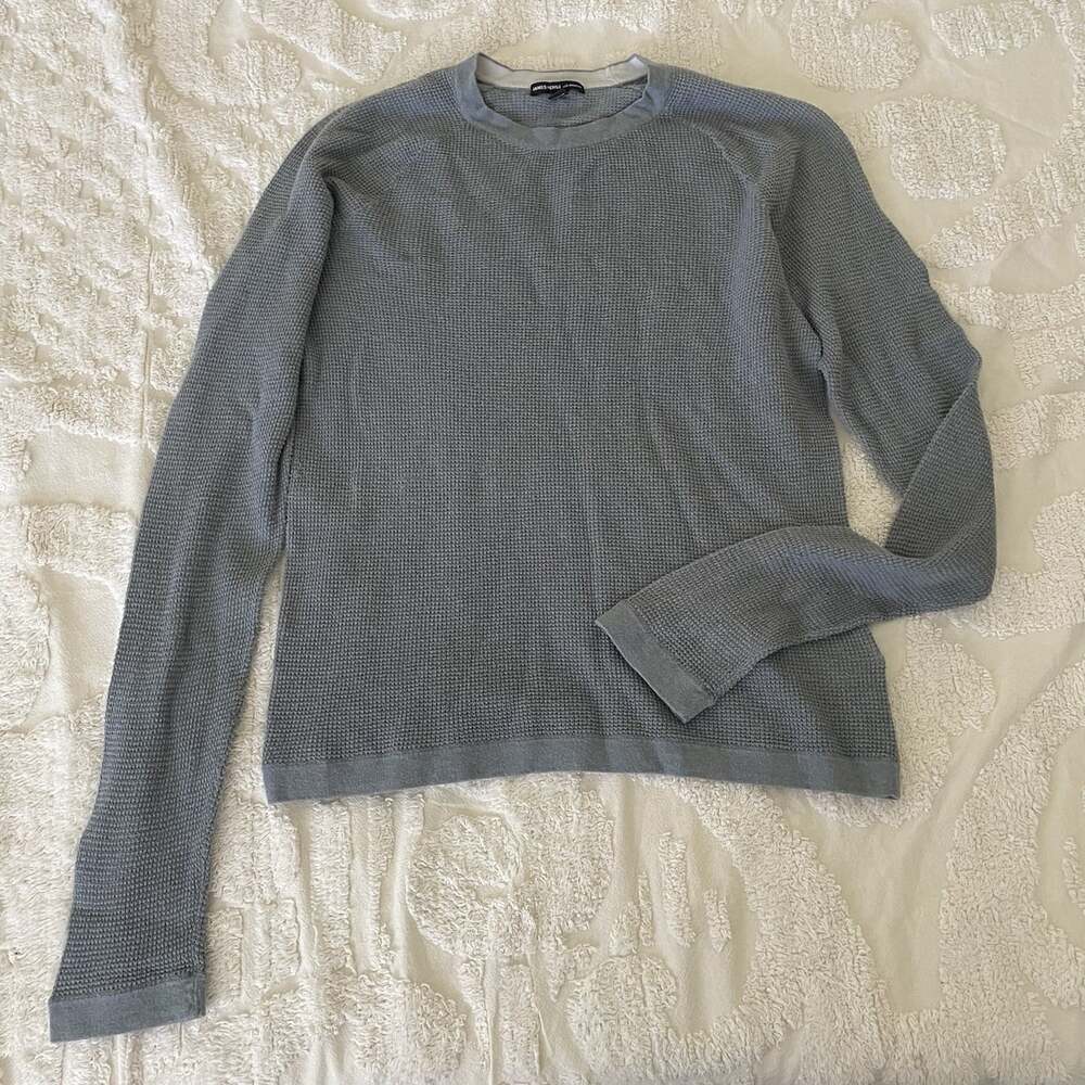 James Perse Women’s Blue Gray Knit Pullover Light Sweater Crewneck Long Sleeve S